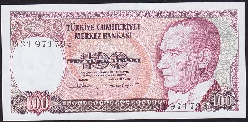 7.Emisyon 1.Tertip 100 Lira A31 971793 Çilaltı Çil