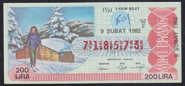 1982 9 ŞUBAT YARIM BİLET - Y SERİSİ
