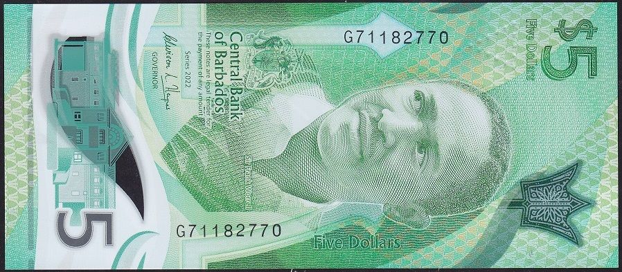 Barbados 5 Dolar 2022 Çil Polimer