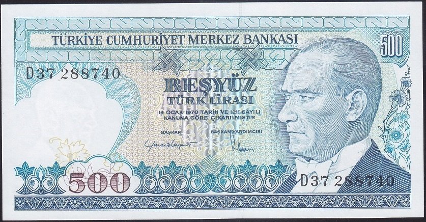 7.Emisyon 2.Tertip 500 Lira D37 288740 Çil