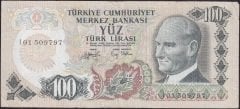 6.EMİSYON 2.TERTİP 100 LİRA I01 509797 ÇOK TEMİZ eski para koleksiyon mezat