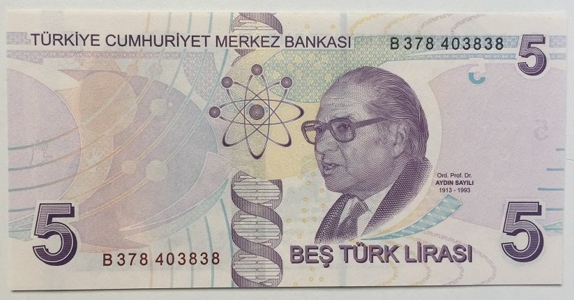 9.EMİSYON 5 LİRA 2.TERTİP B378 403838 ÇİL eski para mezat