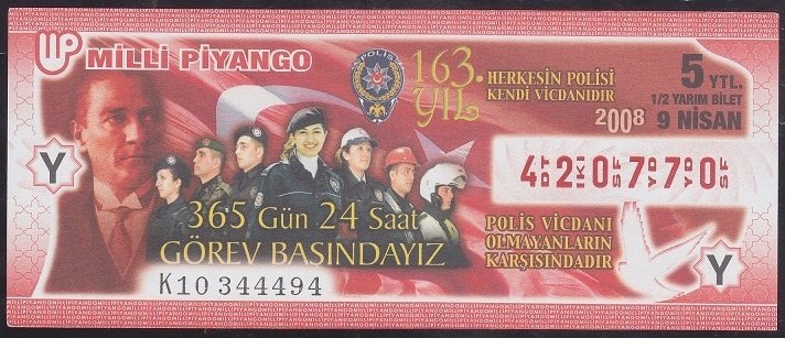 2008 9 NİSAN YARIM BİLET Y SERİSİ
