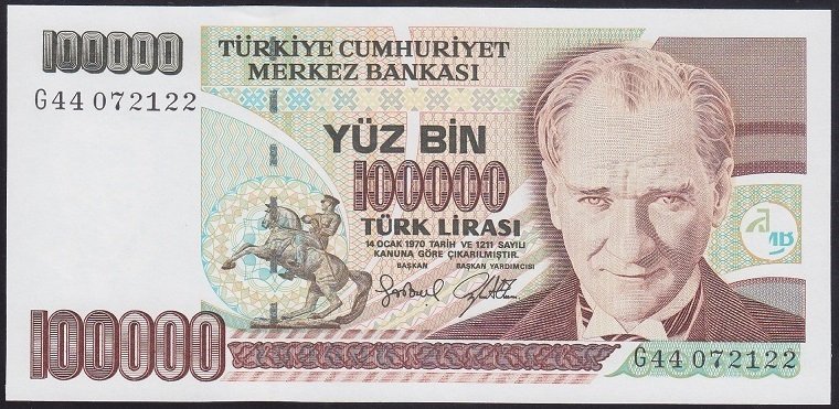 7.EMİSYON 3.TERTİP 100000 LİRA G44 072122 ÇİL
