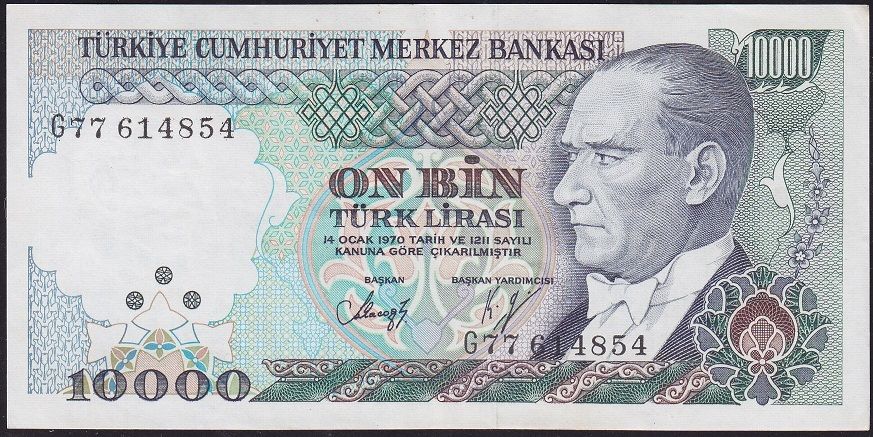 7.Emisyon 3.Tertip 10000 Lira G77 614854 Çok Çok Temiz+