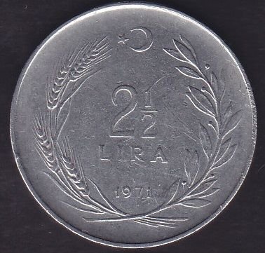 1971 Yılı 2.5 Lira Ters