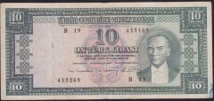 5.Emisyon 6.Tertip 10 Lira B19 435169 Çok Temiz