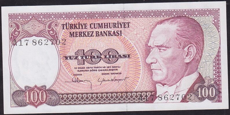 7.Emisyon 1.Tertip 100 Lira A17 862702 Çil