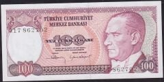 7.Emisyon 1.Tertip 100 Lira A17 862702 Çil