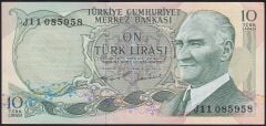 6.Emisyon 2.Tertip 10 Lira J11 085958 Çok Çok Temiz+