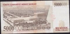 7.Emisyon 5 000 000 Lira D72 729512 Çok Temiz+