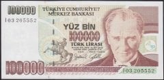 7.EMİSYON 3.TERTİP 100000 LİRA I03 205552 ÇİLALTI eski kağıt para fiyatları