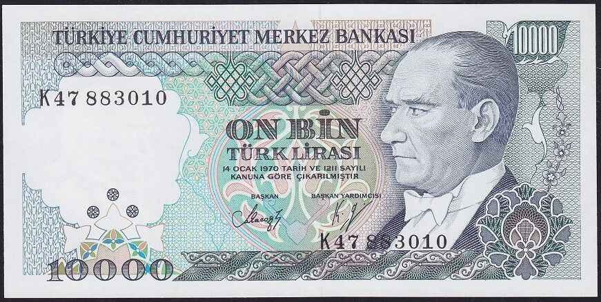 7.Emisyon 4.Tertip 10000 Lira K47 883010 Çil