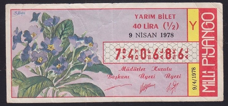 1978 9 NİSAN YARIM BİLET