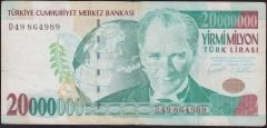 7.Emisyon 20 000 000 Lira D49 864989 Çok Temiz