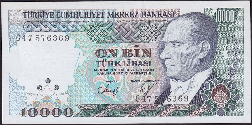 7.Emisyon 3.Tertip 10000 Lira G47 576369 Çil