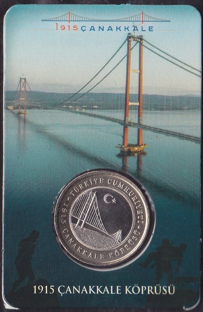 2022 Yılı Hatıra 1 Lira Çanakkale Köprüsü Özel Kapamasında
