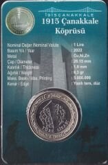 2022 Yılı Hatıra 1 Lira Çanakkale Köprüsü Özel Kapamasında