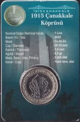 2022 Yılı Hatıra 1 Lira Çanakkale Köprüsü Özel Kapamasında