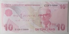 9.EMİSYON 3.TERTİP 10 LİRA C128 31 9999 ÇİL