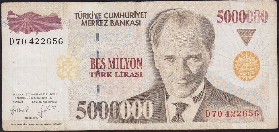 7.Emisyon 5 000 000 Lira D70 422656 Çok Temiz