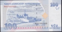8.EMİSYON 100 YTL A02 783333 ÇİL eski para mezat