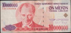 7.Emisyon 10 000 000 Lira C46 184864 Temiz+