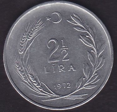 1972 Yılı 2.5 Lira Düz