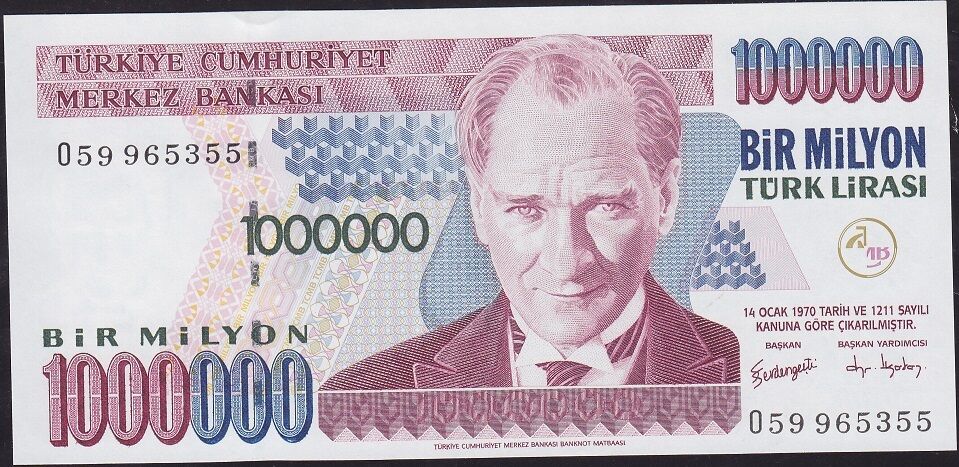 7.Emisyon 3.Tertip 1000000 Lira O59 965355 Çilaltı Çil