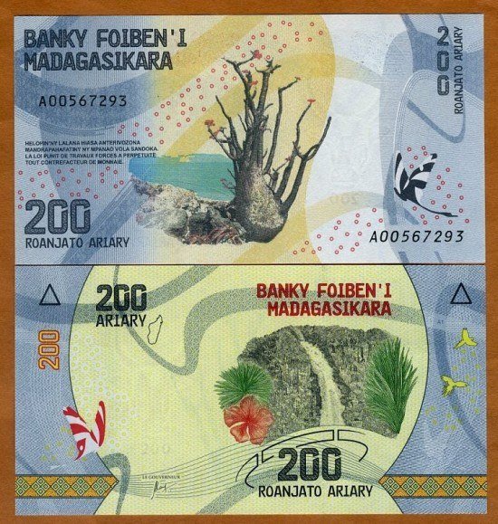 MADAGASKAR 200 ARİARY 2017 ÇİL eski kağıt para fiyatları