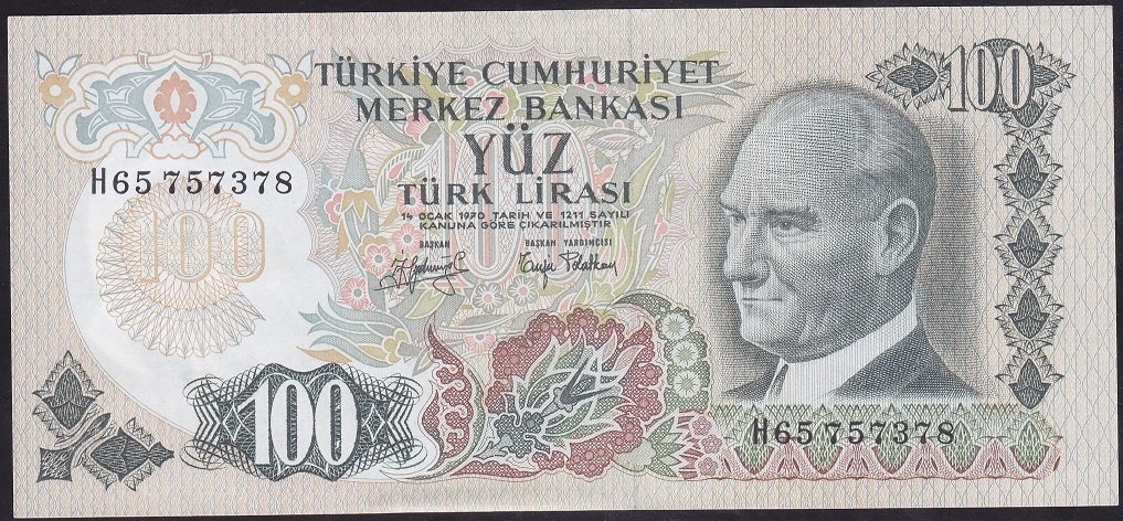 6.EMİSYON 2.TERTİP 100 LİRA H65 757378 ÇİLALTI ÇİL