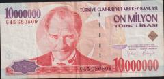 7.Emisyon 10 000 000 Lira C45 680509 Çok Temiz+