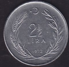 1972 Yılı 2.5 Lira Ters