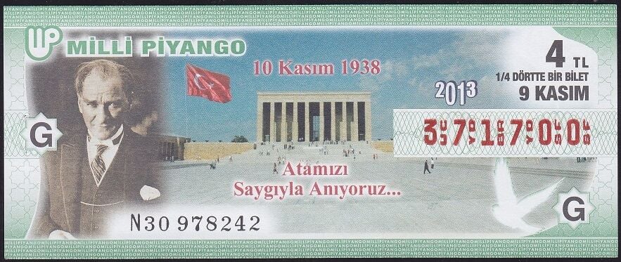 2013 9 Kasım Çeyrek Bilet - G Serisi