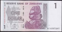 Zimbabwe 1 Dolar 2007 Çilaltı Çil Pick 65