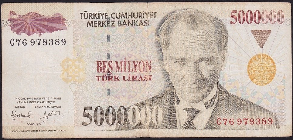 7.Emisyon 5 000 000 Lira C76 978389 Çok Temiz