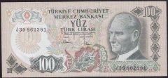 6.EMİSYON 3.TERTİP 100 LİRA J39 862381 ÇÇT ÇİLALTI