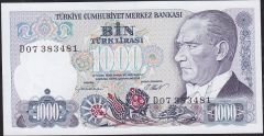 7.Emisyon 1.Tertip 1000 Lira D07 383481 Çil