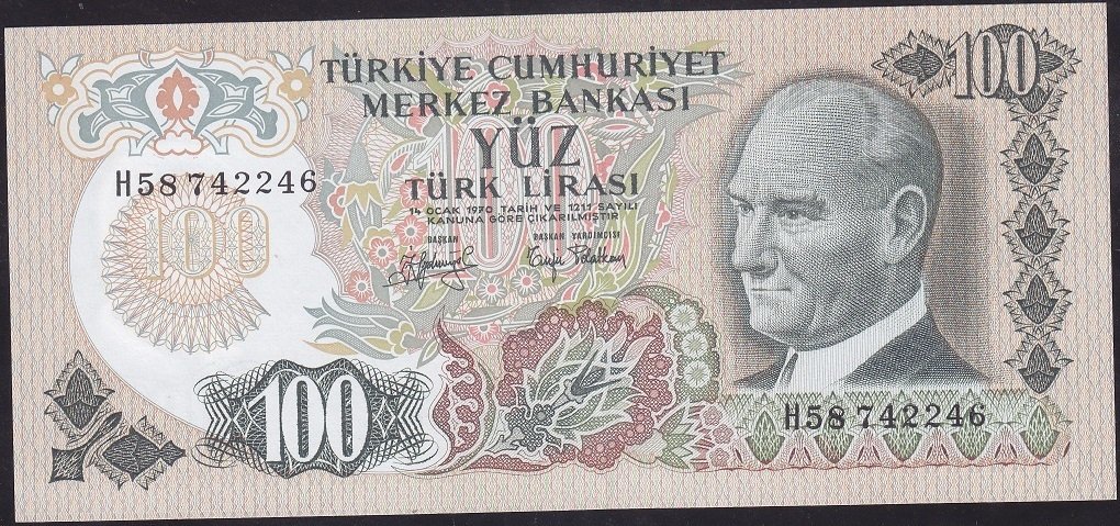 6.EMİSYON 2.TERTİP 100 LİRA H58 742246 ÇİL