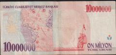 7.Emisyon 10 000 000 Lira C44 281478 Çok Temiz