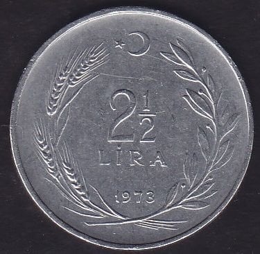 1973 Yılı 2.5 Lira Ters