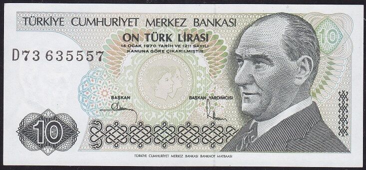 7.Emisyon 2.Tertip 10 Lira D73 635557 Çil