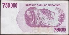 Zimbabwe 750000 Dolar 2008 Çok Temiz+