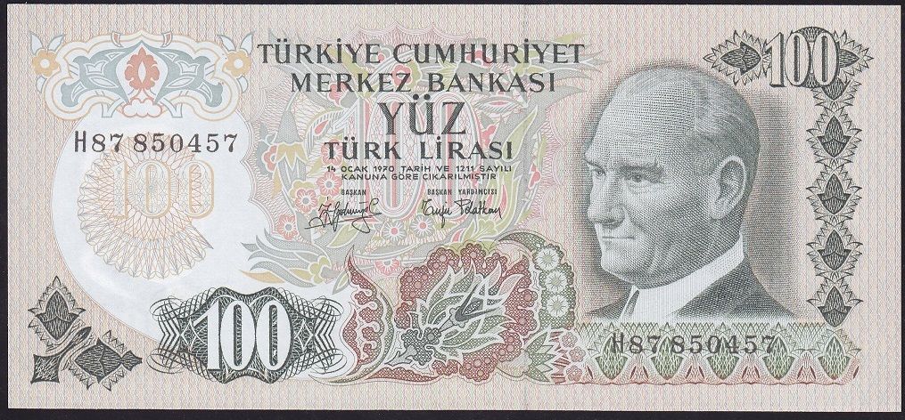 6.Emisyon 2.Tertip 100 Lira H87 850457 Çil