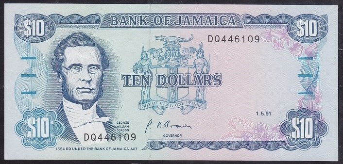 JAMAİKA 10 DOLAR 1991 ÇİL eski para mezat