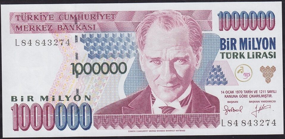 7.Emisyon 2.Tertip 1000000 Lira L84 843274 Çil