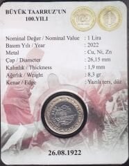 2022 Yılı Hatıra 1 Lira Büyük Taarruz Özel Kapamasında