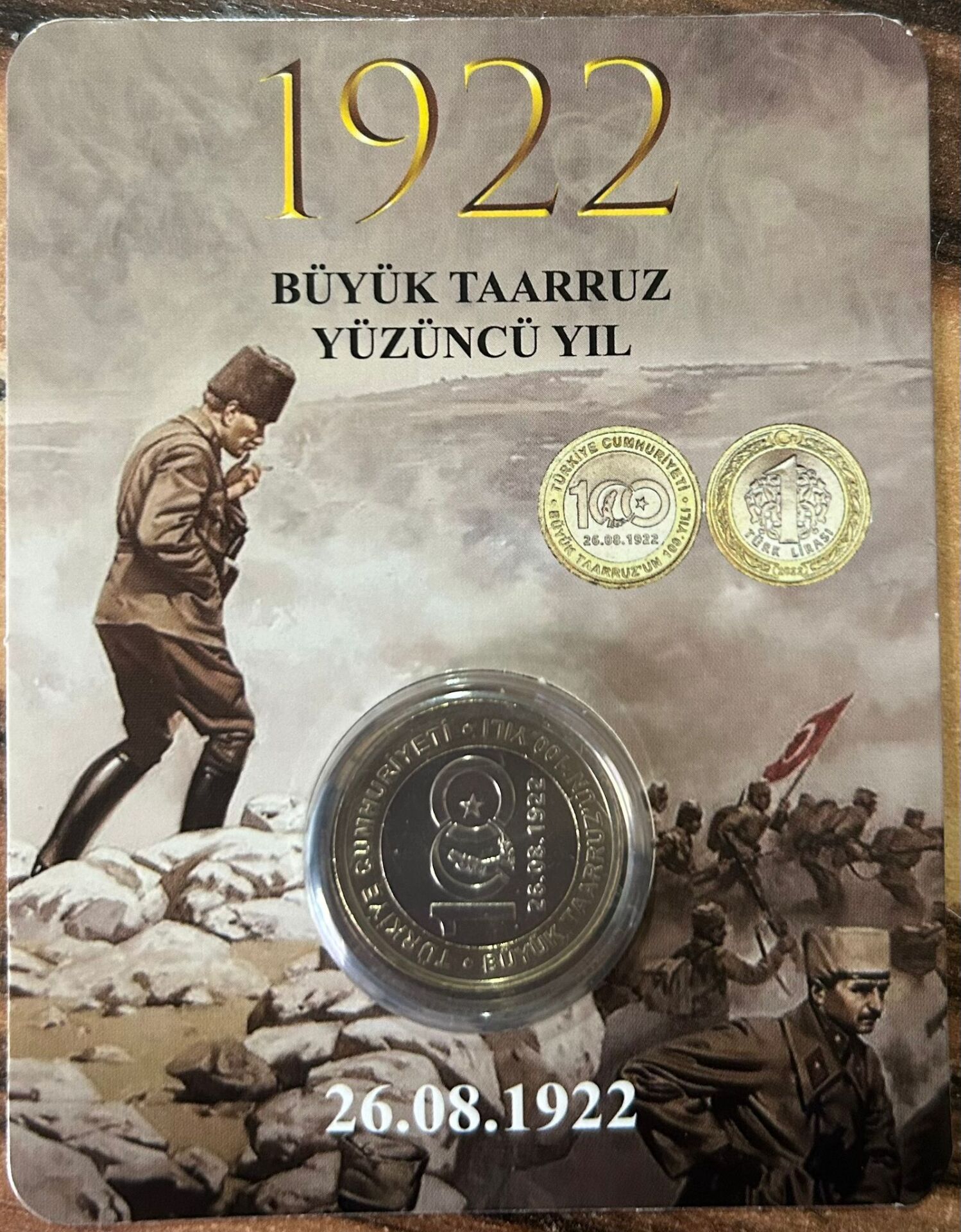 2022 Yılı Hatıra 1 Lira Büyük Taarruz Özel Kapamasında