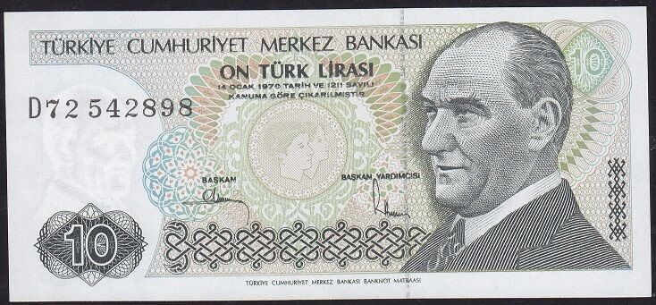 7.Emisyon 2.Tertip 10 Lira D72 542898 Çilaltı Çil
