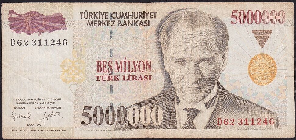 7.Emisyon 5 000 000 Lira D62 311246 Çok Temiz